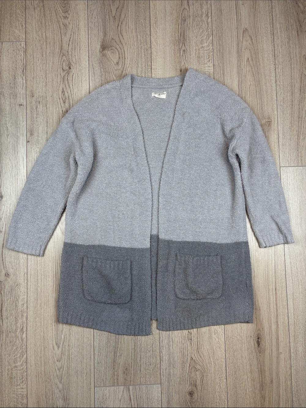 Thread & Supply Two-Tone Gray Open Front Pocket Cardigan OSFM